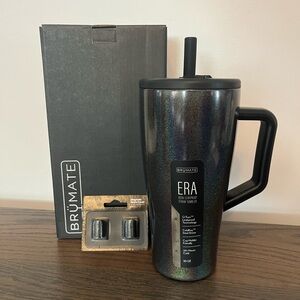 NEW Brumate 30oz Charcoal Glitter Era w/ 2pk black straw covers